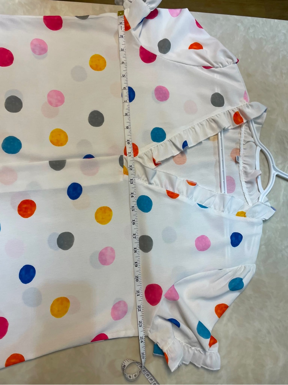 💛 Light Summer White Top with colourful dots - Picture 5 of 8